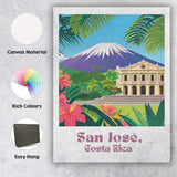 San José Costa Rica Volcano National Theatre Tropical Travel Poster Canvas Wall Art Print Decor Picture Ready to Hang
