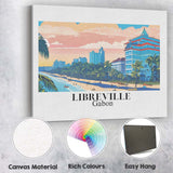 Retro Libreville Gabon Tropical Beach City Skyline Travel Poster Canvas Wall Art Print Decor Picture Ready to Hang