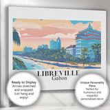 Retro Libreville Gabon Tropical Beach City Skyline Travel Poster Canvas Wall Art Print Decor Picture Ready to Hang