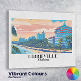Retro Libreville Gabon Tropical Beach City Skyline Travel Poster Canvas Wall Art Print Decor Picture Ready to Hang
