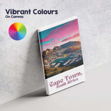 Colourful Cape Town South Africa Table Mountain Harbour Sunset Travel Poster Canvas Wall Art Print Decor Picture Ready to Hang