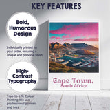 Colourful Cape Town South Africa Table Mountain Harbour Sunset Travel Poster Canvas Wall Art Print Decor Picture Ready to Hang