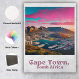 Colourful Cape Town South Africa Table Mountain Harbour Sunset Travel Poster Canvas Wall Art Print Decor Picture Ready to Hang