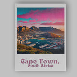 Colourful Cape Town South Africa Table Mountain Harbour Sunset Travel Poster Canvas Wall Art Print Decor Picture Ready to Hang