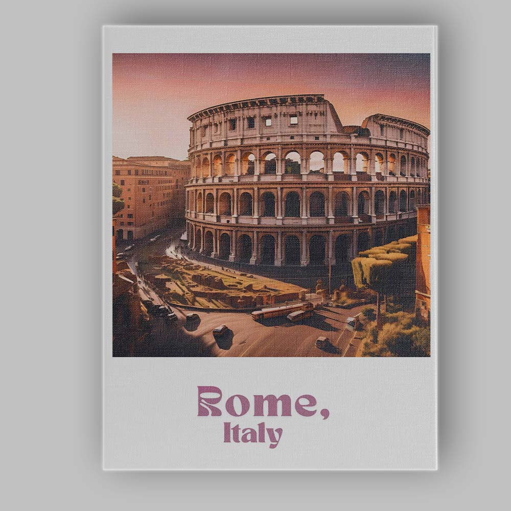 Classic Rome Italy Colosseum Golden Hour Travel Poster Canvas Wall Art Print Decor Picture Ready to Hang