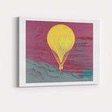 Abstract Yellow Hot Air Balloon Pink Sunset Sky Illustration Canvas Wall Art Print Decor Picture Ready to Hang