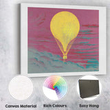 Abstract Yellow Hot Air Balloon Pink Sunset Sky Illustration Canvas Wall Art Print Decor Picture Ready to Hang