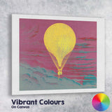 Abstract Yellow Hot Air Balloon Pink Sunset Sky Illustration Canvas Wall Art Print Decor Picture Ready to Hang