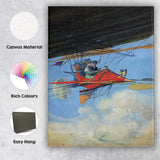 Retro Steampunk Airship Flying Machine Fantasy Illustration Canvas Wall Art Print Decor Picture Ready to Hang