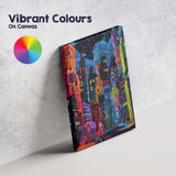 Neon Cyberpunk Futuristic City Night Skyline Illustration Canvas Wall Art Print Decor Picture Ready to Hang