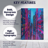 Neon New York City Skyscraper Street Nightscape Canvas Wall Art Print Decor Picture Ready to Hang