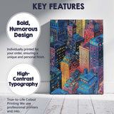 Colourful Modern City Skyline Urban Buildings Illustration Canvas Wall Art Print Decor Picture Ready to Hang