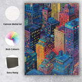 Colourful Modern City Skyline Urban Buildings Illustration Canvas Wall Art Print Decor Picture Ready to Hang