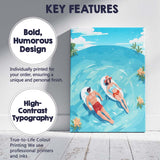 Relaxing Tropical Couple Floating In Crystal Blue Lagoon Canvas Wall Art Print Decor Picture Ready to Hang