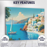 Greek Santorini Whitewashed Blue Domed Village Coastal Travel Poster Canvas Wall Art Print Decor Picture Ready to Hang