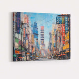 Vibrant Japanese City Street Neon Sign Urban Illustration Canvas Wall Art Print Decor Picture Ready to Hang