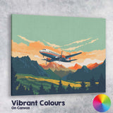 Retro Propeller Aeroplane Mountain Landscape Scenic Aviation Canvas Wall Art Print Decor Picture Ready to Hang