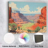 Stylised Red Rock Canyon Desert Landscape Scenic Illustration Canvas Wall Art Print Decor Picture Ready to Hang