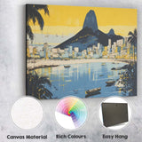 Modern Rio De Janeiro Sugarloaf Mountain Coastal Skyline Travel Poster Canvas Wall Art Print Decor Picture Ready to Hang