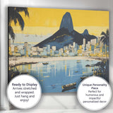 Modern Rio De Janeiro Sugarloaf Mountain Coastal Skyline Travel Poster Canvas Wall Art Print Decor Picture Ready to Hang
