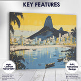 Modern Rio De Janeiro Sugarloaf Mountain Coastal Skyline Travel Poster Canvas Wall Art Print Decor Picture Ready to Hang