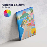 Colourful Rio De Janeiro Sugarloaf Mountain Coastal Cityscape Travel Poster Canvas Wall Art Print Decor Picture Ready to Hang