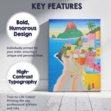 Colourful Rio De Janeiro Sugarloaf Mountain Coastal Cityscape Travel Poster Canvas Wall Art Print Decor Picture Ready to Hang