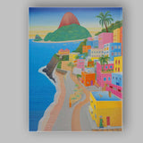 Colourful Rio De Janeiro Sugarloaf Mountain Coastal Cityscape Travel Poster Canvas Wall Art Print Decor Picture Ready to Hang