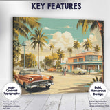 Retro Miami Beach Palm Trees Classic American Car Travel Poster Canvas Wall Art Print Decor Picture Ready to Hang