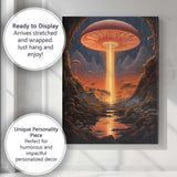 Fantasy Glowing Giant Mushroom Cave Landscape Surreal Sci Fi Canvas Wall Art Print Decor Picture Ready to Hang