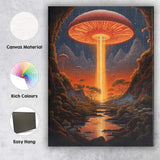 Fantasy Glowing Giant Mushroom Cave Landscape Surreal Sci Fi Canvas Wall Art Print Decor Picture Ready to Hang