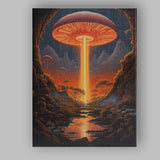 Fantasy Glowing Giant Mushroom Cave Landscape Surreal Sci Fi Canvas Wall Art Print Decor Picture Ready to Hang
