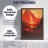 Retro Red Mountain Eclipse Landscape Travel Poster Canvas Wall Art Print Decor Picture Ready to Hang