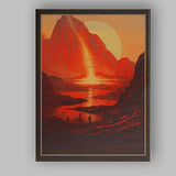 Retro Red Mountain Eclipse Landscape Travel Poster Canvas Wall Art Print Decor Picture Ready to Hang