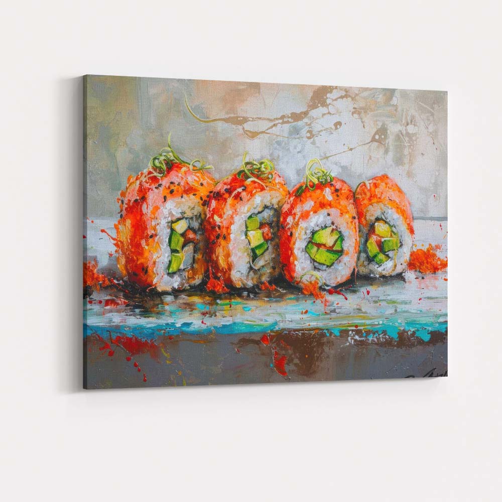 Expressive Japanese Sushi Platter Oil Painting Canvas Wall Art Print Decor Picture Ready to Hang