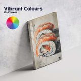 Textured Salmon Nigiri Sushi Modern Food Painting Canvas Wall Art Print Decor Picture Ready to Hang