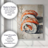 Textured Salmon Nigiri Sushi Modern Food Painting Canvas Wall Art Print Decor Picture Ready to Hang