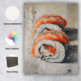 Textured Salmon Nigiri Sushi Modern Food Painting Canvas Wall Art Print Decor Picture Ready to Hang