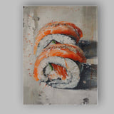 Textured Salmon Nigiri Sushi Modern Food Painting Canvas Wall Art Print Decor Picture Ready to Hang