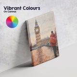 Watercolour London Big Ben Westminster Travel Scene Canvas Wall Art Print Decor Picture Ready to Hang