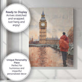 Watercolour London Big Ben Westminster Travel Scene Canvas Wall Art Print Decor Picture Ready to Hang