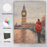 Watercolour London Big Ben Westminster Travel Scene Canvas Wall Art Print Decor Picture Ready to Hang