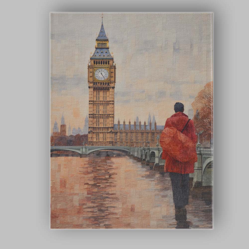 Watercolour London Big Ben Westminster Travel Scene Canvas Wall Art Print Decor Picture Ready to Hang
