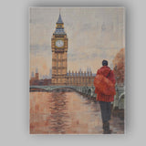 Watercolour London Big Ben Westminster Travel Scene Canvas Wall Art Print Decor Picture Ready to Hang
