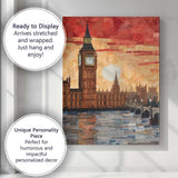 Abstract London Big Ben Westminster Sunset Collage Canvas Wall Art Print Decor Picture Ready to Hang