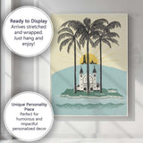 Retro Tropical Malang Palm Trees Island Travel Poster Canvas Wall Art Print Decor Picture Ready to Hang
