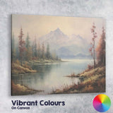 Serene Mountain Lake Soft Mist Landscape Painting Canvas Wall Art Print Decor Picture Ready to Hang