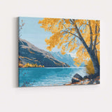 Autumn Lakeside Tree Snow Mountain Scenic Landscape Canvas Wall Art Print Decor Picture Ready to Hang