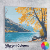 Autumn Lakeside Tree Snow Mountain Scenic Landscape Canvas Wall Art Print Decor Picture Ready to Hang