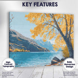 Autumn Lakeside Tree Snow Mountain Scenic Landscape Canvas Wall Art Print Decor Picture Ready to Hang